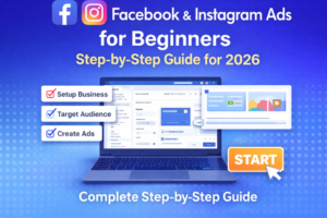 Facebook and Instagram Ads for Beginners - Complete Step-by-Step Guide for 2026 covering setup business, target audience, and create ads