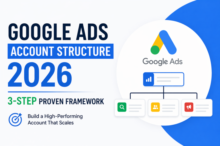 Google Ads account structure 2026 showing 3-step proven framework for campaign setup and scaling