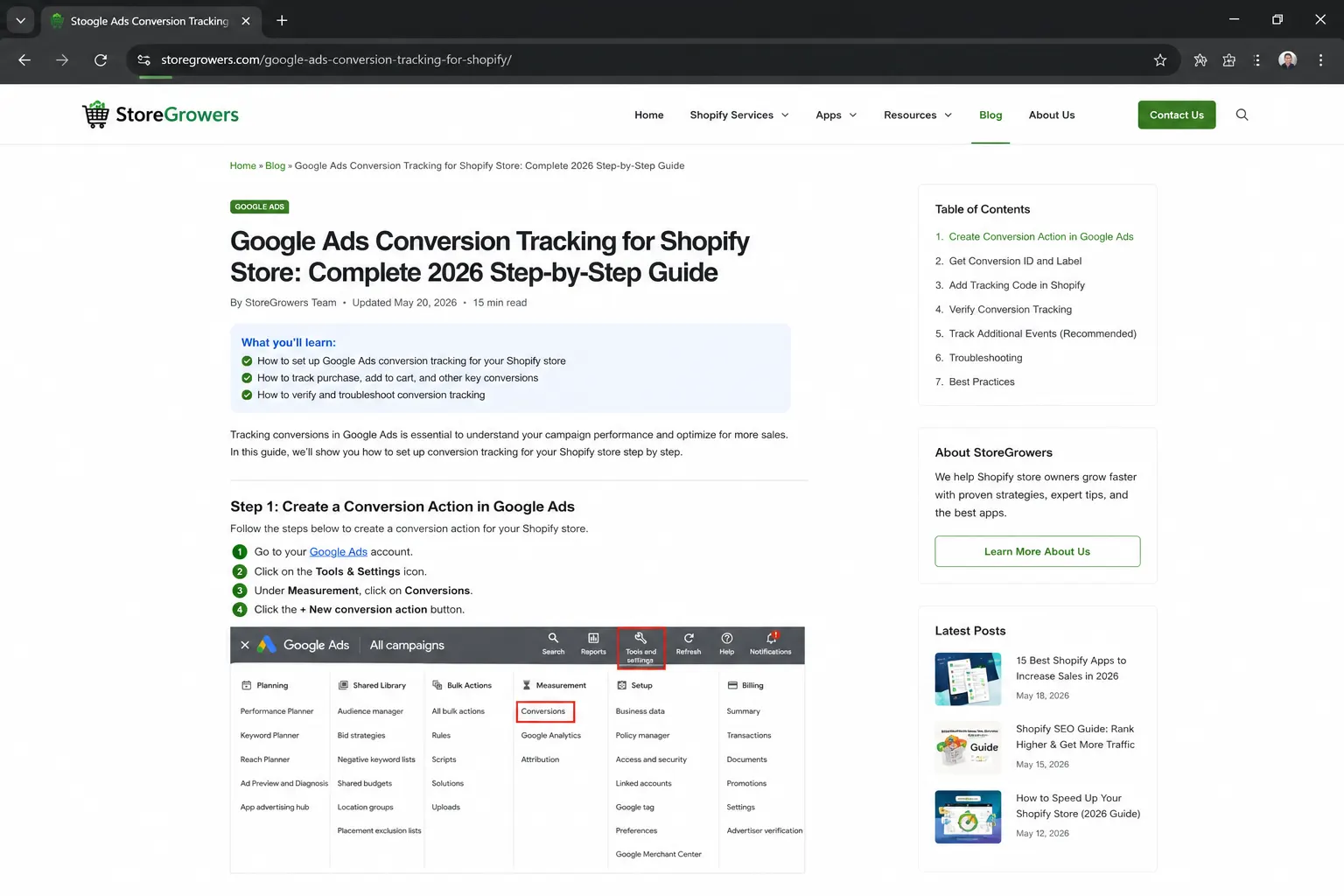 Google ads conversiontracking for shopify store : Complete 2026 step-by-step guide