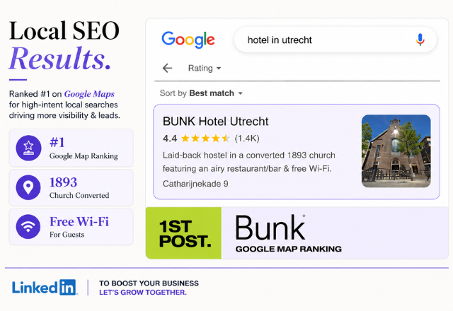 Bunk Hotel Utrecht ranking number one on Google Maps for hotel in Utrecht
