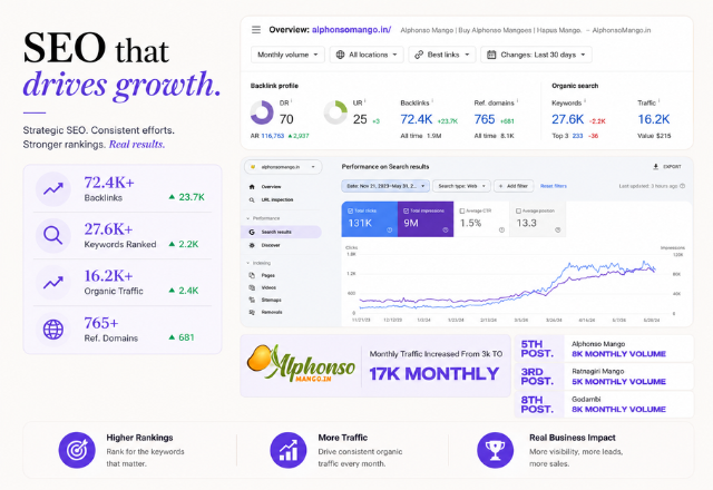 Alphonso Mango organic traffic growth from 3K to 17K monthly